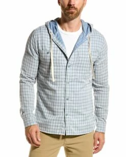 Vince Desert Side Plaid Hooded Shirt Men Casual Button Downs