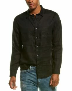 Vince Linen Woven Shirt Men Casual Button Downs