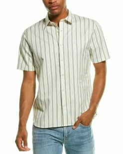 Vince Classic Fit Stripe Shirt Men Casual Button Downs