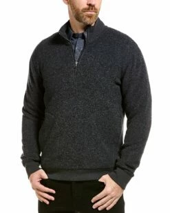 Vince Boucle Wool-Blend 1/4-Zip Mock Pullover Men Sweaters