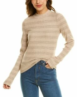 Vince Variegated Rib Striped Mock Neck Sweater Women Sweaters & Knits