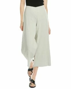 Vince Cropped Wide Leg Linen-Blend Pant Women Pants