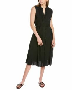 Vince Linen-Blend Shift Dress Women Dresses