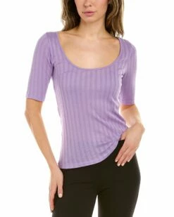 Vince Wide Rib Scoop Neck Top Women Tops