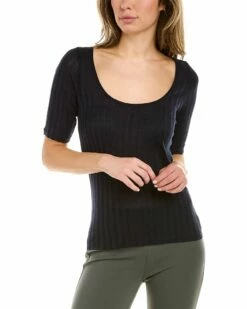 Vince Wide Rib Scoop Neck Top Women Sweaters & Knits