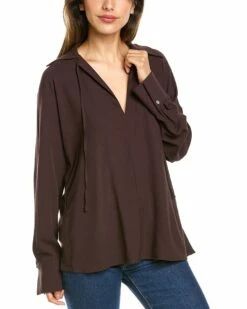 Vince Tie Neck Collar Wool-Blend Blouse Women Tops