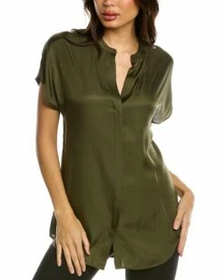 Vince Silk-Blend Popover Women Tops