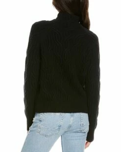 Vince Mirrored Cable Turtleneck Alpaca & Wool-Blend Sweater Women Sweaters & Knits Pine -Vince shop 1411199096 RLLZ black 2