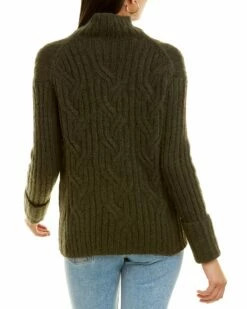 Vince Mirrored Cable Turtleneck Alpaca & Wool-Blend Sweater Women Sweaters & Knits Pine -Vince shop 1411199096 RLLZ green 2