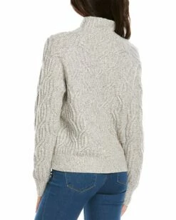 Vince Mirrored Cable Turtleneck Alpaca & Wool-Blend Sweater Women Sweaters & Knits Pine -Vince shop 1411199096 RLLZ greywhite 2