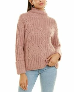 Vince Mirrored Cable Turtleneck Alpaca & Wool-Blend Sweater Women Sweaters & Knits Pine -Vince shop 1411199096 RLLZ rose 1