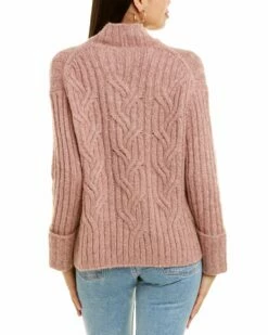 Vince Mirrored Cable Turtleneck Alpaca & Wool-Blend Sweater Women Sweaters & Knits Pine -Vince shop 1411199096 RLLZ rose 2