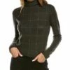 Vince Windowpane Plaid Turtleneck Cashmere Sweater Women Sweaters & Knits