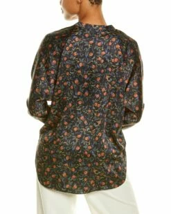 Vince Pomegranate Band Collar Blouse Women Tops -Vince shop 1411213861 RLLZ 2