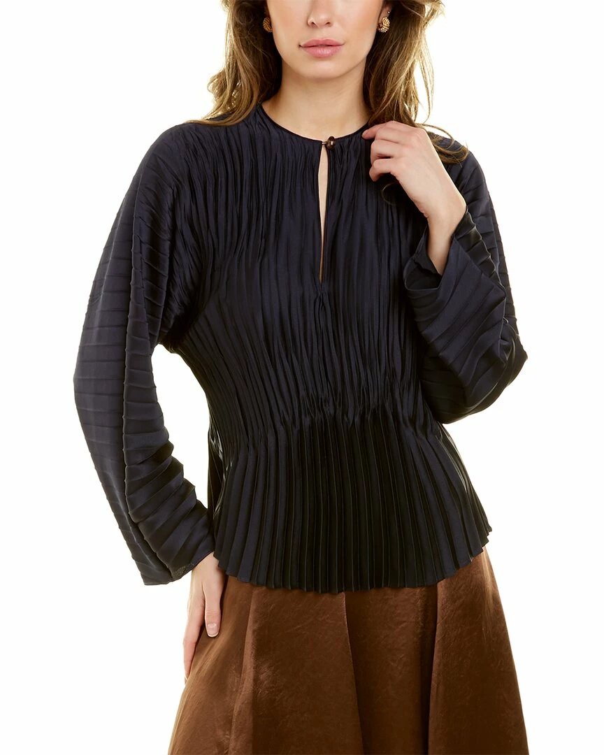 Vince Long Sleeve Pleated V-Neck Blouse Women Tops 3 Vince Long Sleeve Pleated V-Neck Blouse Women Tops