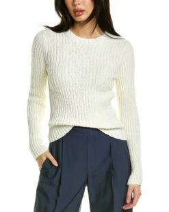 Vince Textured Rib Linen-Blend Pullover Women Sweaters & Knits