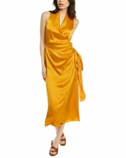 Vince Draped Wrap Dress Women Dresses
