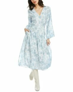 Vince Dahlia Tiered Midi Dress Women Dresses