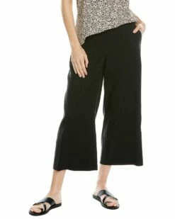 Vince Cropped Wide Leg Linen-Blend Pant Women Pants