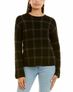 Vince Windowpane Plaid Wool & Alpaca-Blend Pullover Women Sweaters & Knits