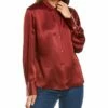 Vince Fitted Shaped Collar Silk Blouse Women Tops