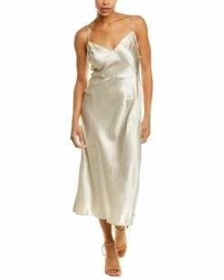 Vince Draped Beads V-Neck Slip Dress Women Dresses