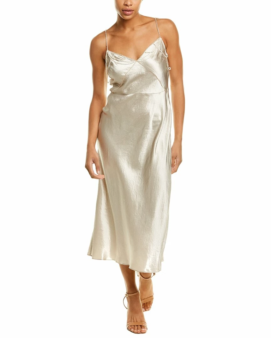 Vince Draped Beads V-Neck Slip Dress Women Dresses 3 Vince Draped Beads V-Neck Slip Dress Women Dresses