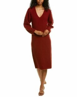 Vince Fitted Dolman Wool-Blend Sweaterdress Women Dresses