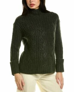 Vince Texture Cable Turtleneck Wool & Cashmere-Blend Sweater Women Sweaters & Knits