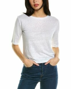 Vince Relaxed Linen T-Shirt Women Sweaters & Knits