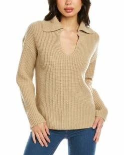 Vince V-Neck Collared Wool & Cashmere-Blend Pullover Women Sweaters & Knits