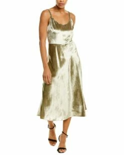 Vince Scoop Neck Velvet Slip Dress Women Dresses