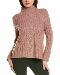 Vince Texture Cable Turtleneck Wool & Cashmere-Blend Sweater Women Sweaters & Knits