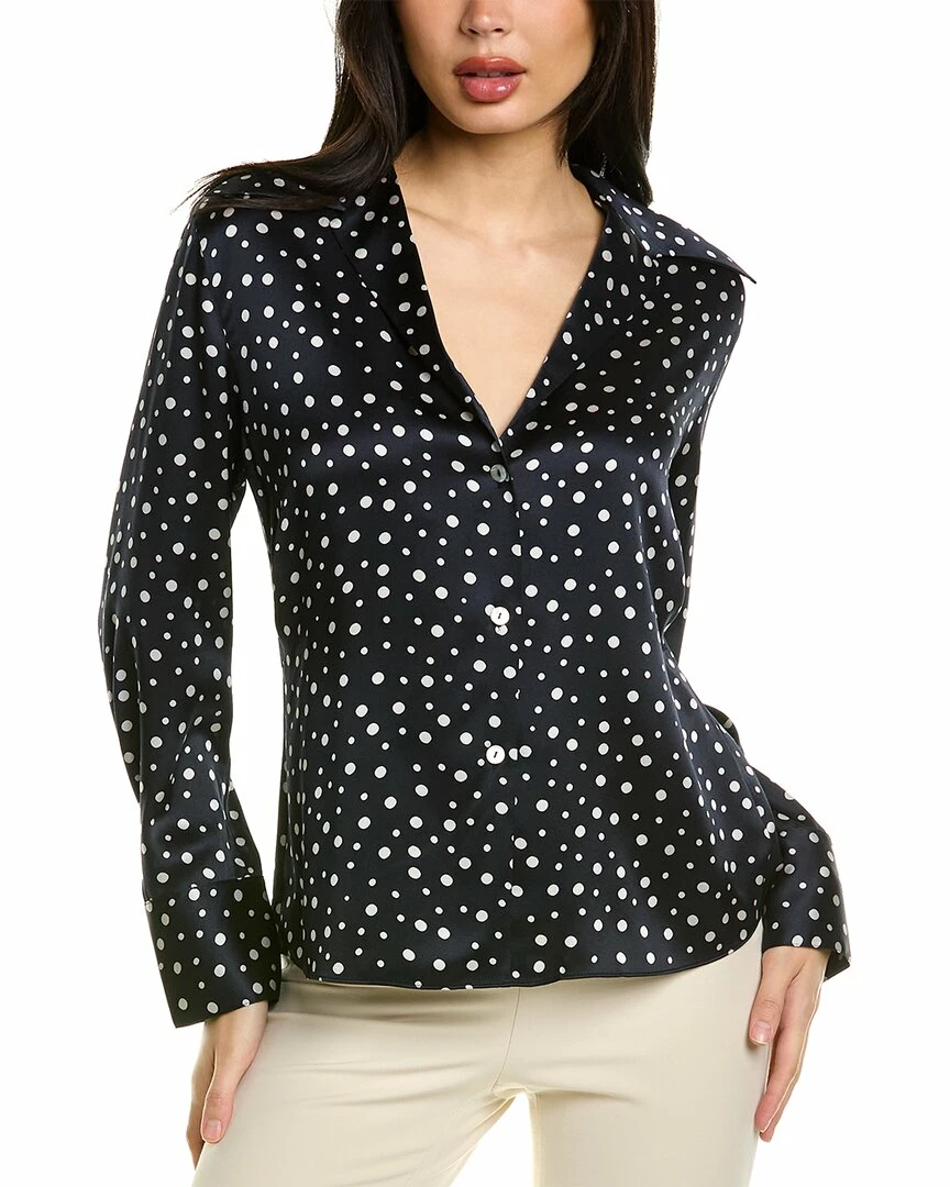 Vince Fitted Collar Silk Blouse Women Tops 3 Vince Fitted Collar Silk Blouse Women Tops