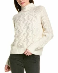 Vince Texture Cable Turtleneck Wool & Cashmere-Blend Sweater Women Sweaters & Knits