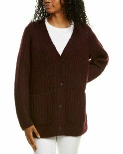 Vince Ribbed Pocket Alpaca & Wool-Blend Cardigan Women Sweaters & Knits