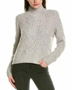 Vince Texture Cable Turtleneck Wool & Cashmere-Blend Sweater Women Sweaters & Knits