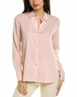 Vince Slim Fitted Silk-Blend Blouse Women Tops