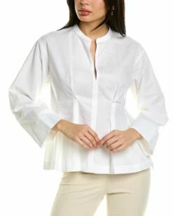 Vince Fitted Band Collar Blouse Women Tops