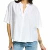Vince Shirred Band Collar Linen-Blend Top Women Tops -Vince shop 1411980757 RLLZ 1